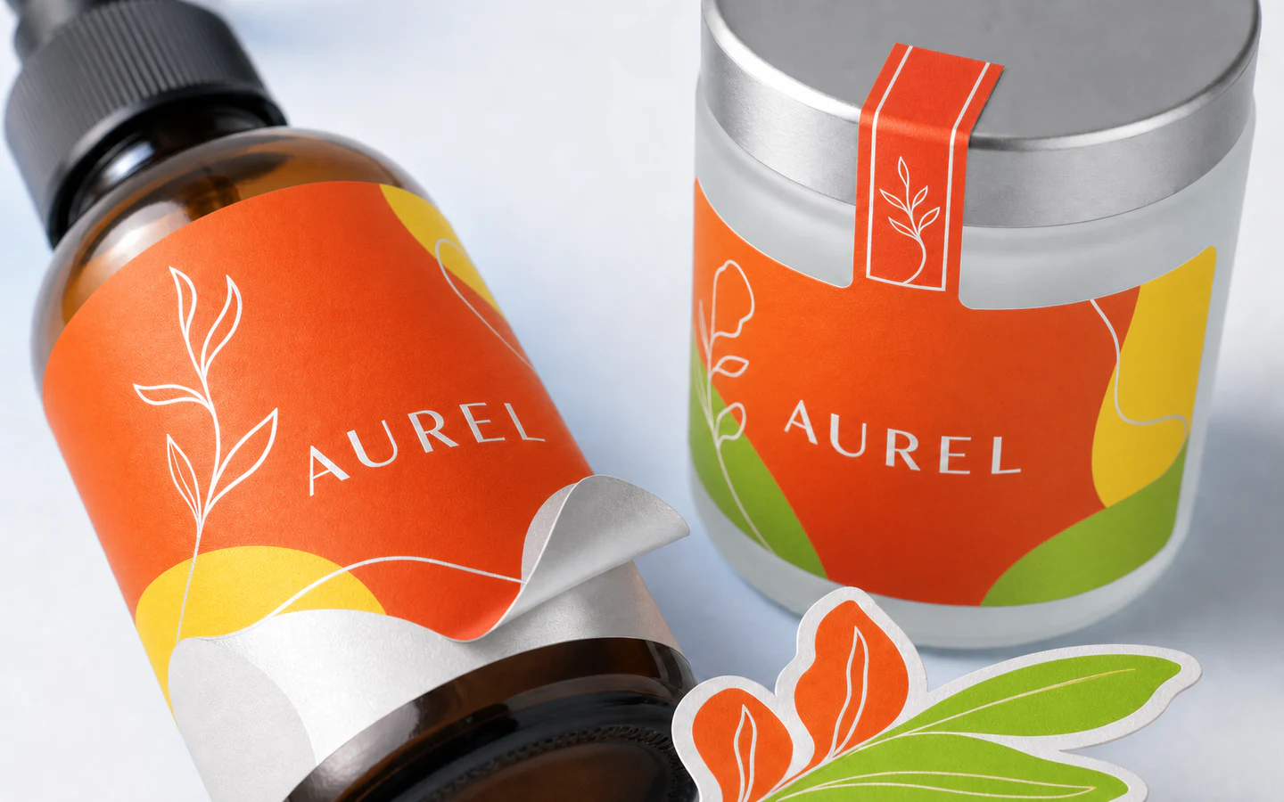 Macro view of custom label materials, cap seal, and die-cut sticker edges