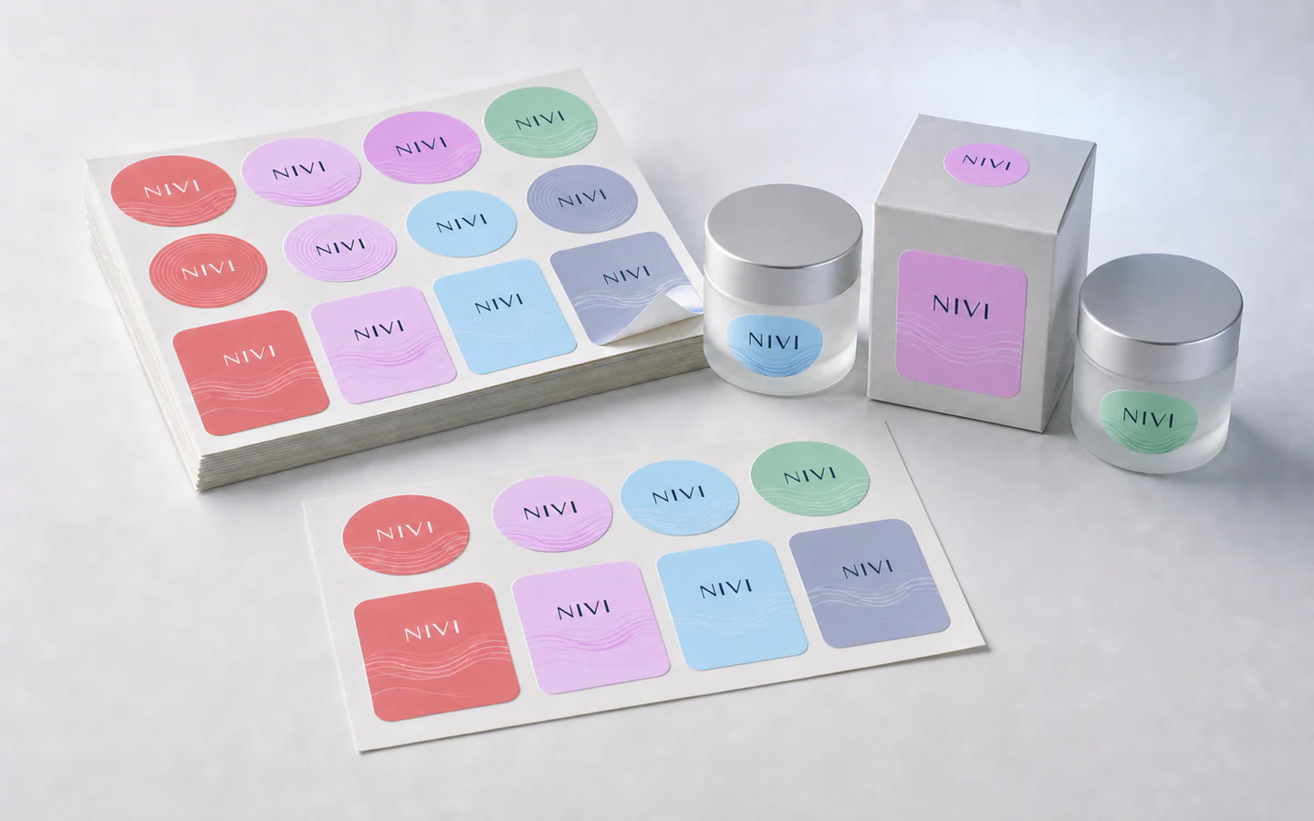Sheet labels used across small-batch jars and carton packaging